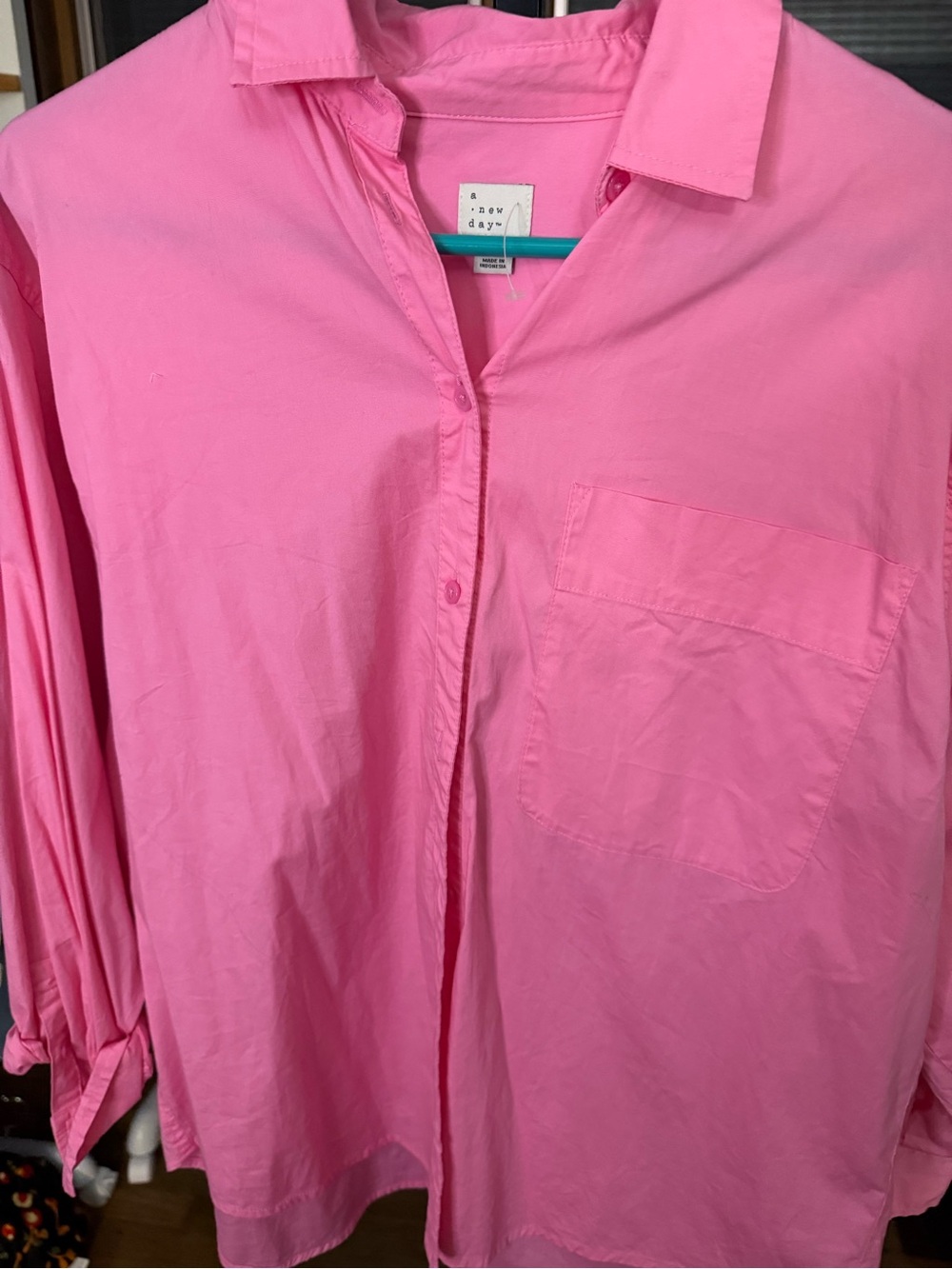 a new day Bright Pink Oversized Button-Up Shirt